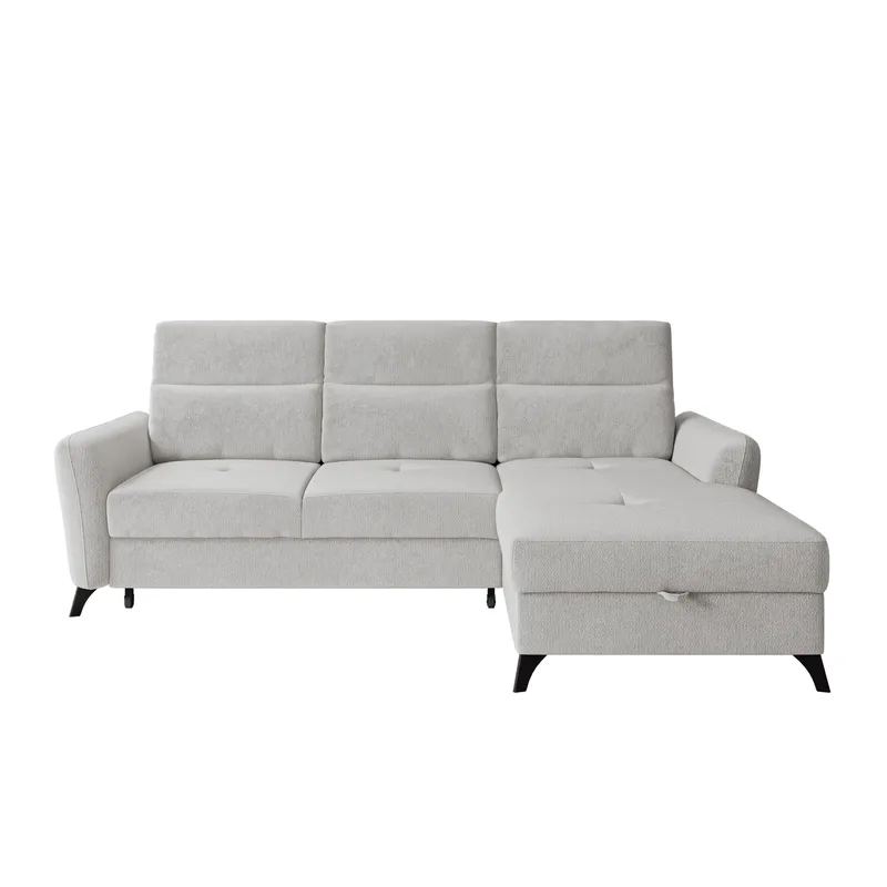 Sies 3-sits Bäddsoffa divan höger med förvaring, grå