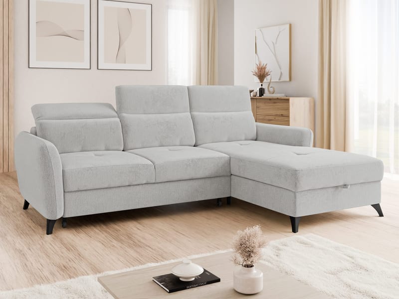 Sies 3-sits Bäddsoffa divan höger med förvaring - grå - Möbler - Soffa - Bäddsoffa
