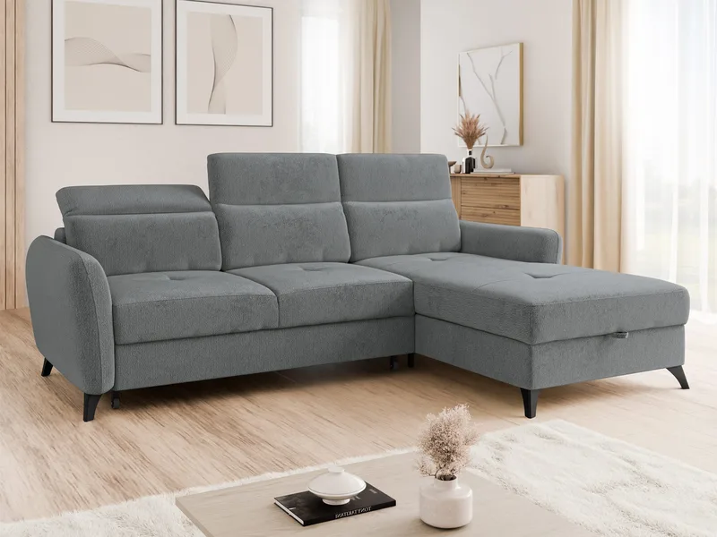 Sies 3-sits Bäddsoffa divan höger med förvaring - grå - Möbler - Soffa - Bäddsoffa