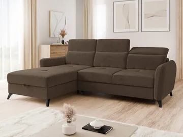 Sies 3-sits Bäddsoffa divan vänster med förvaring - brun - Möbler - Soffa - Bäddsoffa