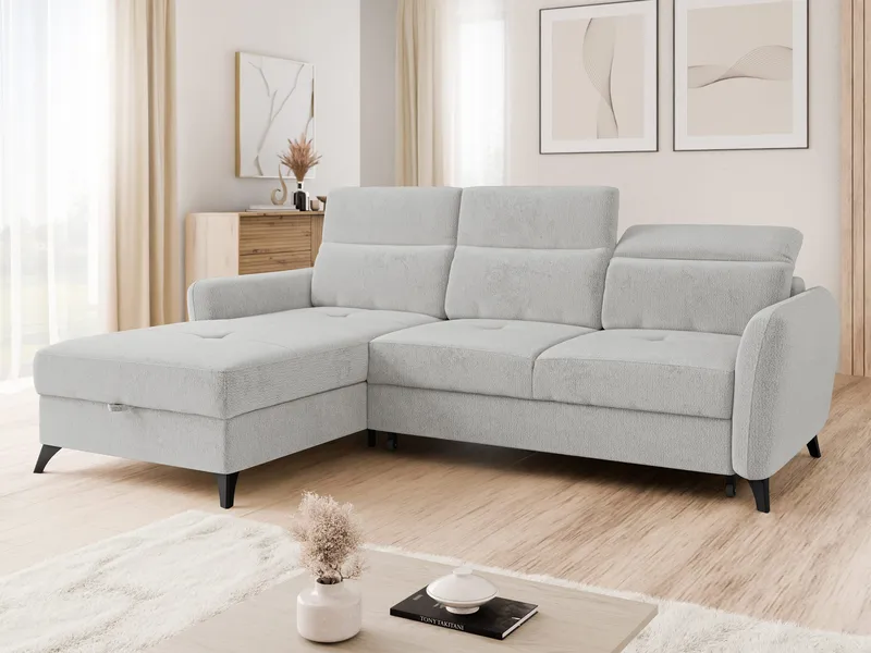 Sies 3-sits Bäddsoffa divan vänster med förvaring - grå - Möbler - Soffa - Bäddsoffa