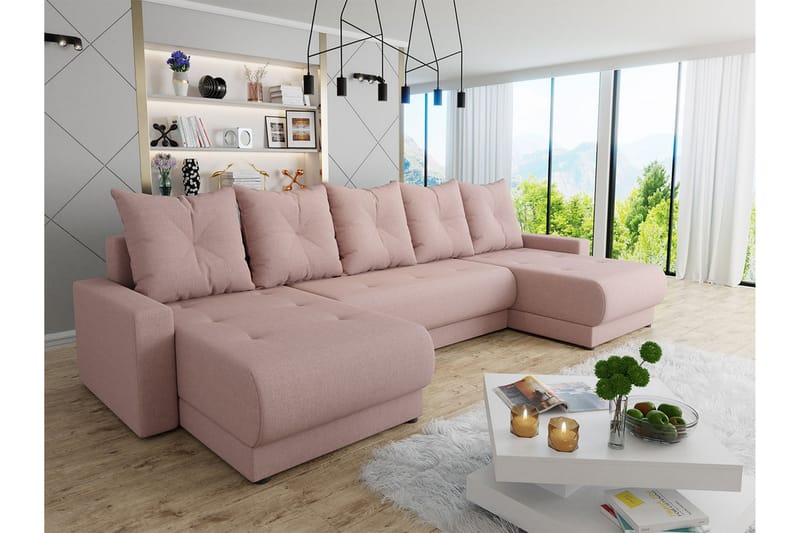 Siggarud 4-sits Bäddsoffa Höger - Rosa - Bäddsoffa - U bäddsoffa - Bäddsoffa divan