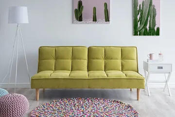 Siljan 3-sits Rektangulär Fällbar Bäddsoffa 105x177 cm i Sammet - Grön - Möbler - Soffa - Bäddsoffa