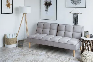 Siljan 3-sits Rektangulär Längsbäddad Bäddsoffa 105x177 cm i Tyg - Grå - Möbler - Soffa - Bäddsoffa