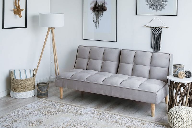 Siljan 3-sits Rektangulär Längsbäddad Bäddsoffa 105x177 cm i Tyg - Grå - Möbler - Soffa - Bäddsoffa