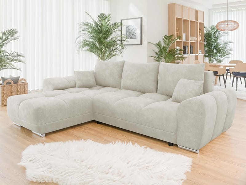 Simerly 4-sits Bäddsoffa divan vänster med förvaring - Beige - Möbler - Soffa - Bäddsoffa
