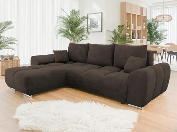 Simerly 4-sits Bäddsoffa divan vänster med förvaring - Brun - Möbler - Soffa - Bäddsoffa