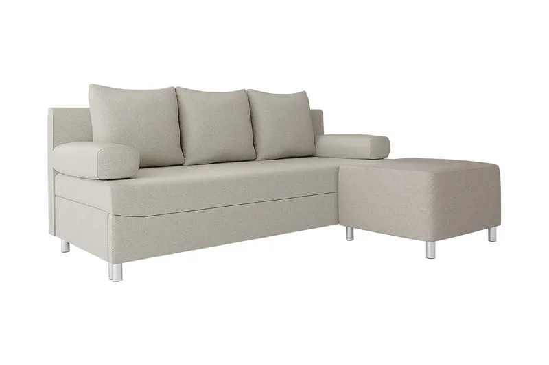 Skatteg 3-sits Bäddsoffa med Fotpall i Tyg, Beige