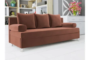 Skatteg 3-sits Längsbäddad Bäddsoffa 133x192 cm med Förvaring i Tyg - Terrakotta - Möbler - Soffa - Bäddsoffa