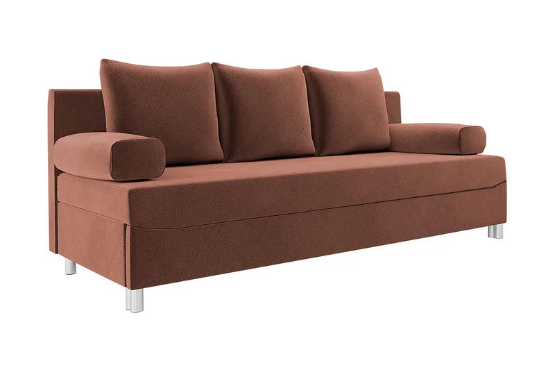 Skatteg 3-sits Längsbäddad Bäddsoffa 133x192 cm med Förvaring i Tyg, Terrakotta