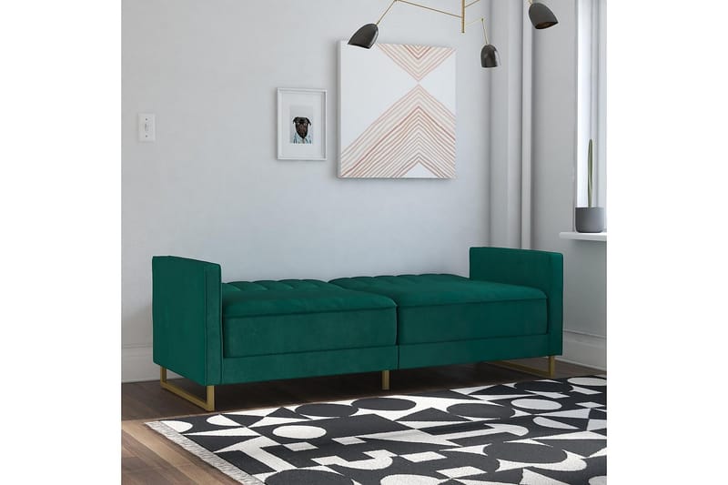 Skylar 2-sits Bäddsoffa Ställbar Sammet/Grön /Mässing - Novogratz - Möbler - Soffa - Bäddsoffa