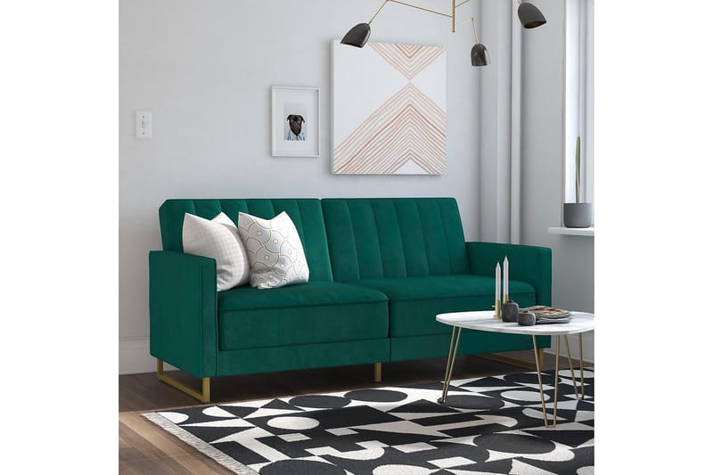 Skylar 2-sits Bäddsoffa Ställbar Sammet/Grön /Mässing - Novogratz - Möbler - Soffa - Bäddsoffa