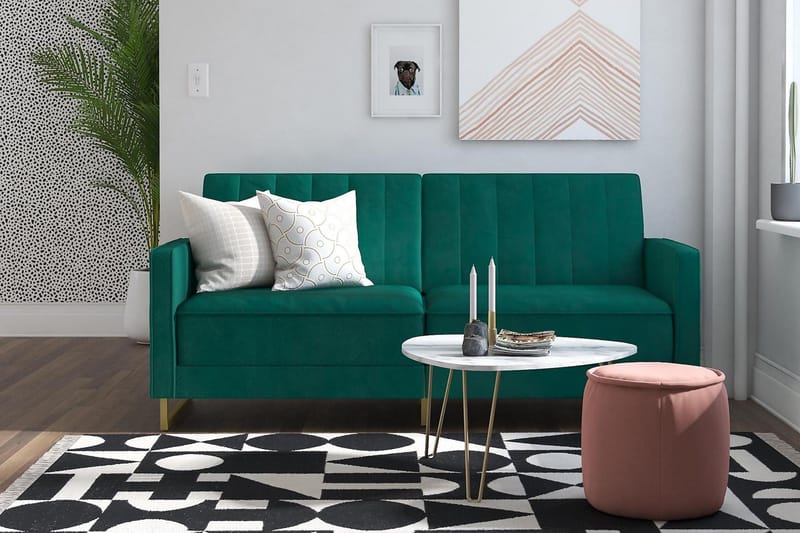 Skylar 2-sits Bäddsoffa Ställbar Sammet/Grön /Mässing - Novogratz - Möbler - Soffa - Bäddsoffa