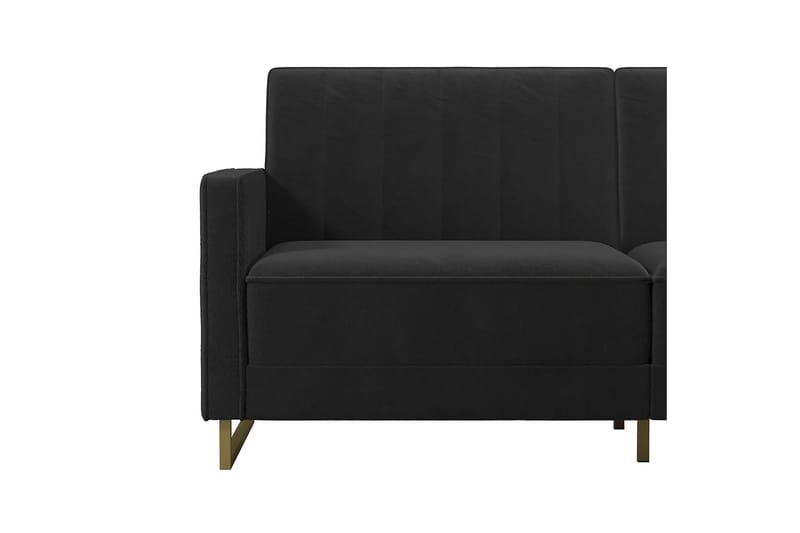 Skylar 2-sits Bäddsoffa Ställbar Sammet/Svart/Mässing - Novogratz - Bäddsoffa - Bäddsoffa 2 sits - Sammetssoffa