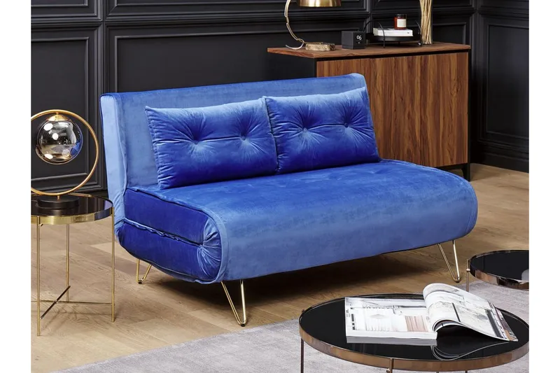 Soffa 2-sits sammet marinblå VESTFOLD - Blå - Möbler - Soffa - Bäddsoffa