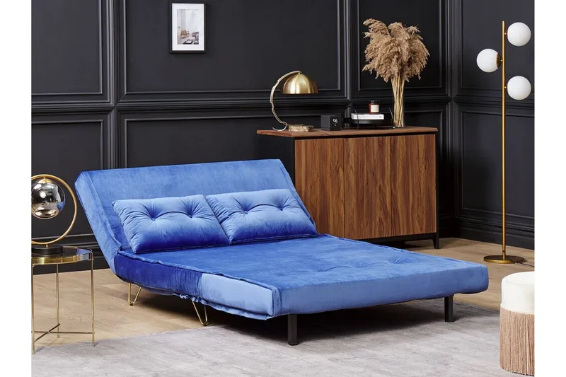 Soffa 2-sits sammet marinblå VESTFOLD - Blå - Möbler - Soffa - Bäddsoffa