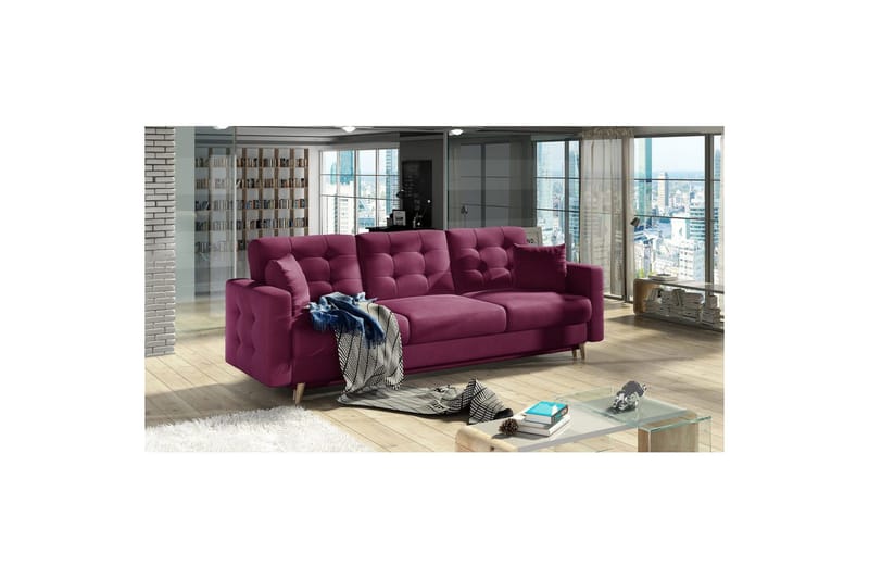 Soffa Eltap Asgard 233x93x92 cm - Mat Velvet 68, Röd - Möbler - Soffa - Bäddsoffa