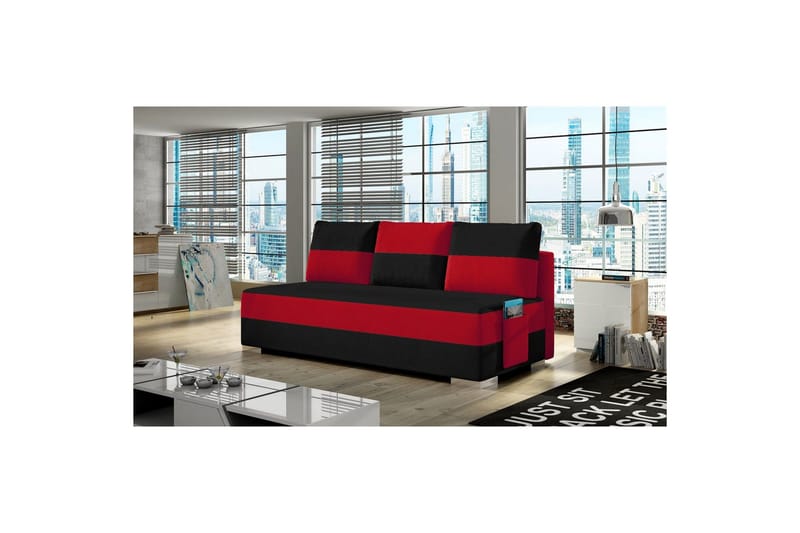 Soffa Eltap Atila 200x83x92 cm, Alova 04, Alova 46, Svart, Röd