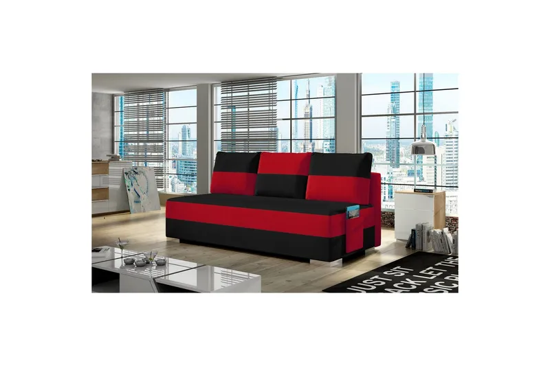 Soffa Eltap Atila 200x83x92 cm, Alova 04, Alova 46, Svart, Röd