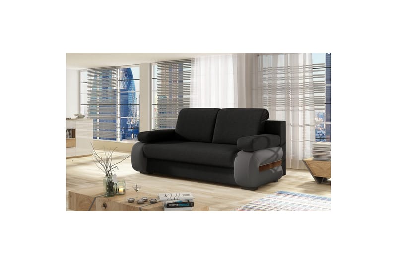Soffa Eltap Laura 202x79x84 cm - Sawana 14, Soft 29, Svart, Grå - Möbler - Soffa - Bäddsoffa
