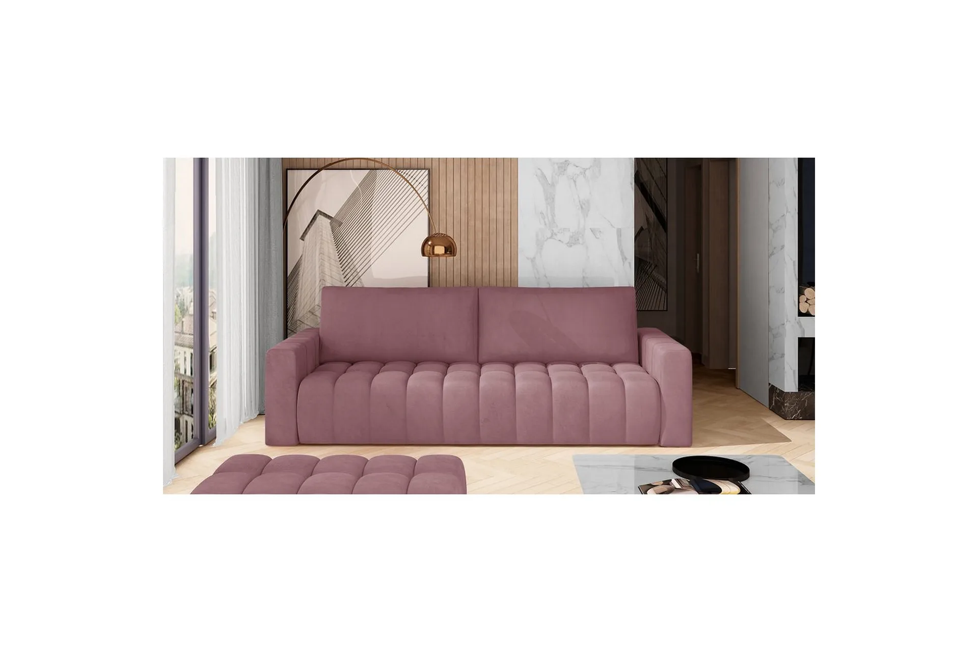 Soffa Eltap Lazaro 247x97x92 cm Mat Velvet 63, Rosa - Möbler - Trademax
