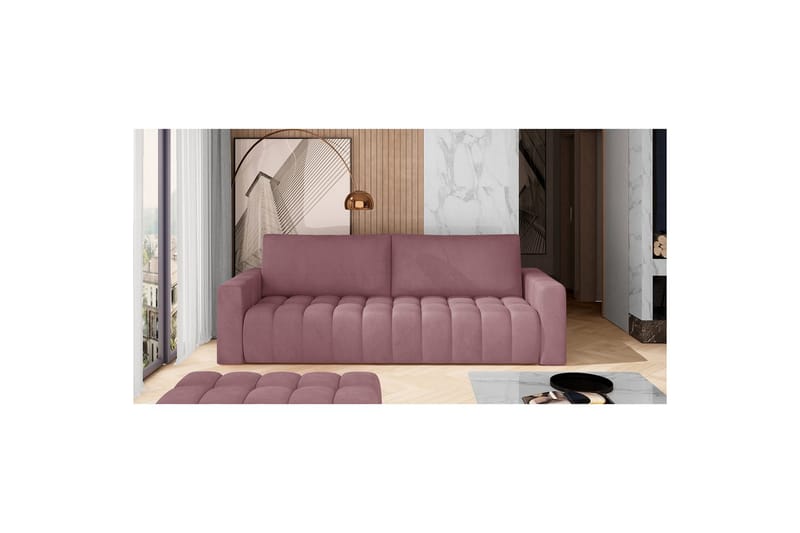 Soffa Eltap Lazaro 247x97x92 cm - Mat Velvet 63, Rosa - Möbler - Soffa - Bäddsoffa