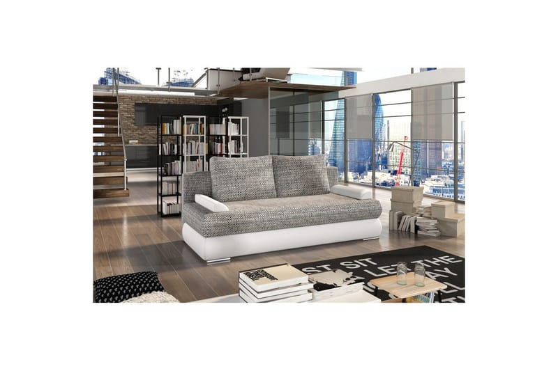 Soffa Eltap Milo 213x95x90 cm - Berlin 01, Soft 17, Grå, Vit - Möbler - Soffa - Bäddsoffa
