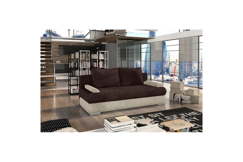 Soffa Eltap Milo 213x95x90 cm - Dora 28, Dora 21, Mörkbrun, Beige - Möbler - Soffa - Bäddsoffa