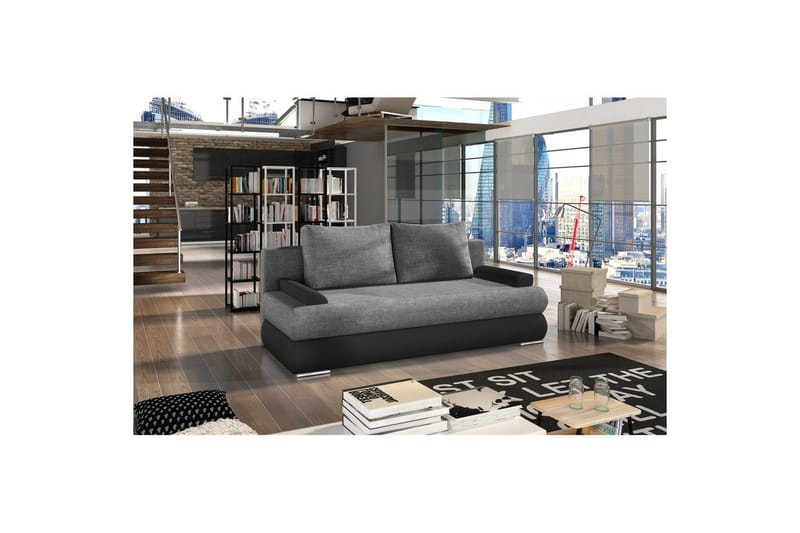 Soffa Eltap Milo 213x95x90 cm - Sawana 05, Soft 11, Grå, Svart - Möbler - Soffa - Bäddsoffa