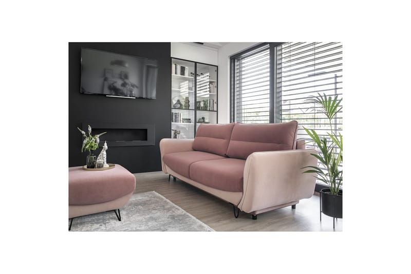 Soffa Eltap Silva 236x95x90 cm - Velvetmat 24, Matt Velvet 61, Rosa - Möbler - Soffa - Bäddsoffa