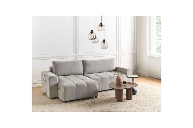Soffa i höger hörn Högervänd Innvik - Grå, 213x156 cm - Möbler - Soffa - Bäddsoffa
