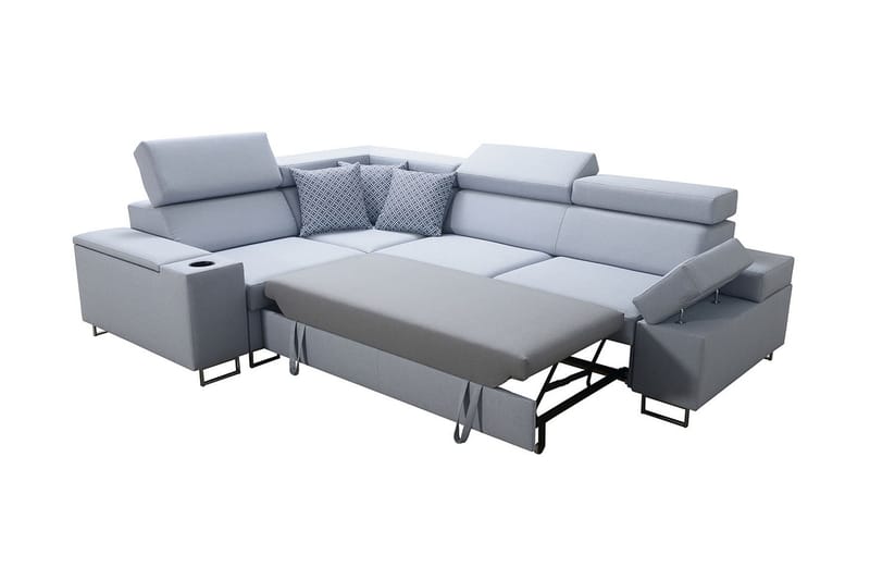 Solvato Hörnsoffa LED-belysning - Grå - Möbler - Soffa - Bäddsoffa