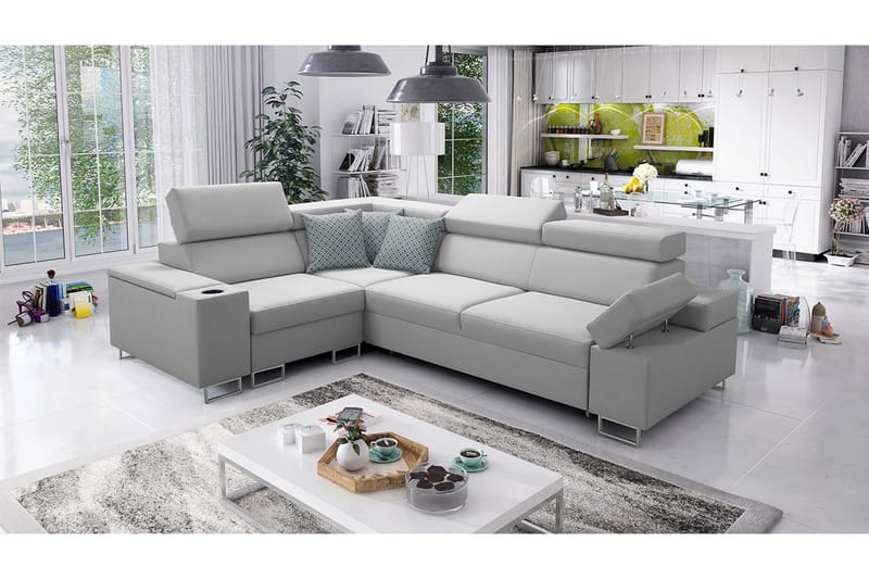 Solvato Hörnsoffa LED-belysning - Grå - Möbler - Soffa - Bäddsoffa