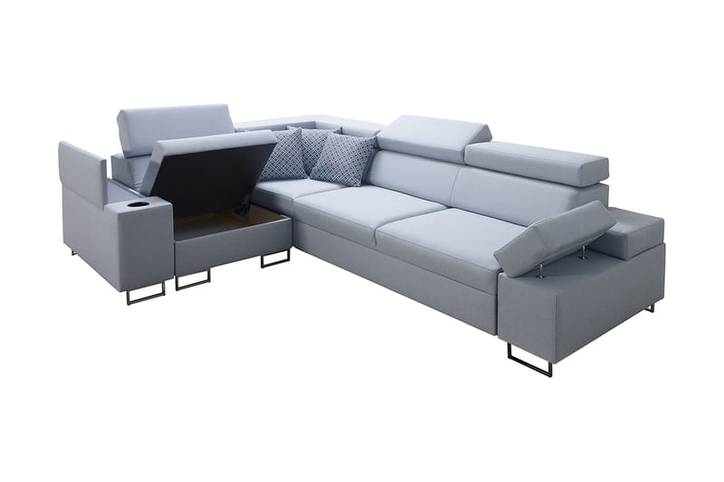 Solvato Hörnsoffa LED-belysning - Grå - Möbler - Soffa - Bäddsoffa