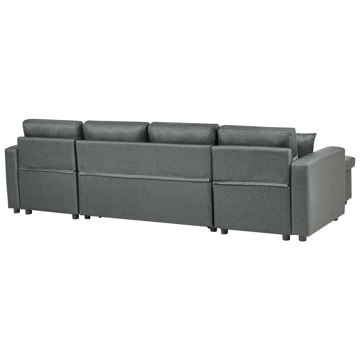 Sommen U-formad Längsbäddad Bäddsoffa 123x259 cm med Förvaring i Tyg - Grå - Möbler - Soffa - Bäddsoffa