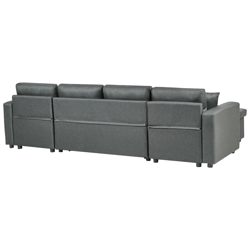 Sommen U-formad Längsbäddad Bäddsoffa 123x259 cm med Förvaring i Tyg - Grå - Möbler - Soffa - Bäddsoffa