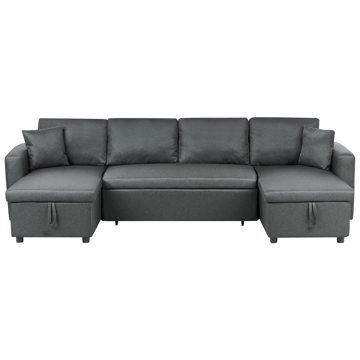 Sommen U-formad Längsbäddad Bäddsoffa 123x259 cm med Förvaring i Tyg - Grå - Möbler - Soffa - Bäddsoffa