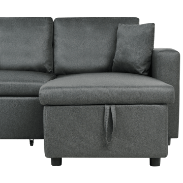 Sommen U-formad Längsbäddad Bäddsoffa 123x259 cm med Förvaring i Tyg - Grå - Möbler - Soffa - Bäddsoffa