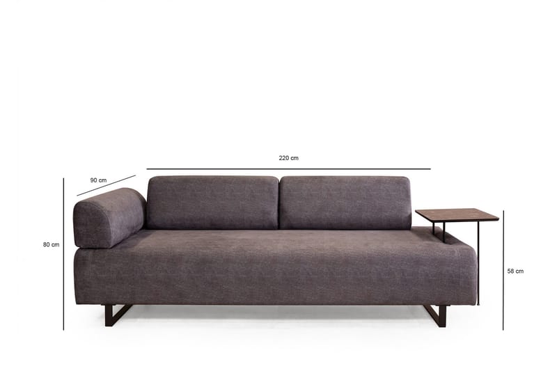 Southburn 3-sits Bäddsoffa 90x220 cm i Tyg med Ensidigt Armstöd - Svart - Möbler - Soffa - Bäddsoffa