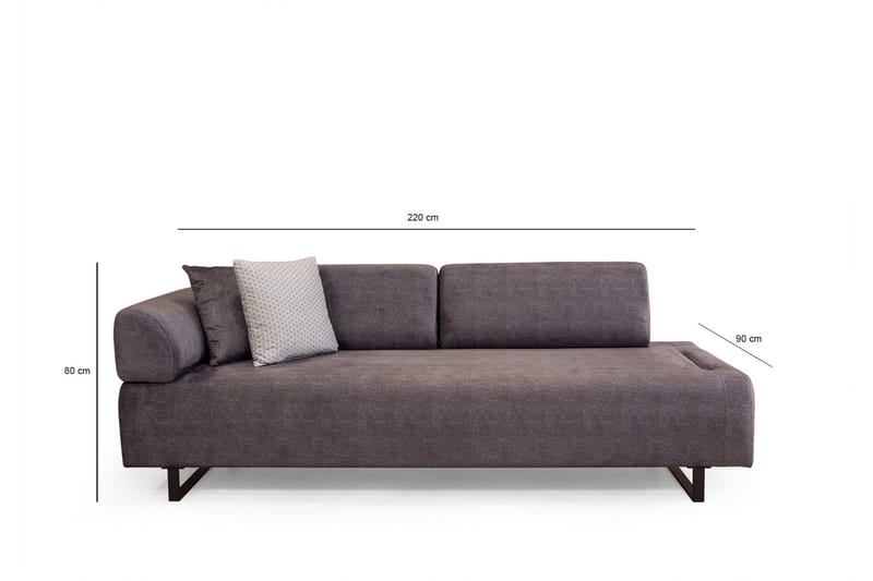 Southburn 3-sits Bäddsoffa 90x220 cm i Tyg med Ensidigt Armstöd - Svart - Möbler - Soffa - Bäddsoffa