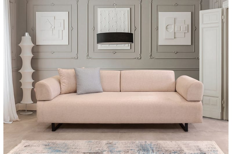 Southburn 3-sits Bäddsoffa 90x220 cm i Tyg med Lösa Ryggkuddar - Beige - Möbler - Soffa - Bäddsoffa