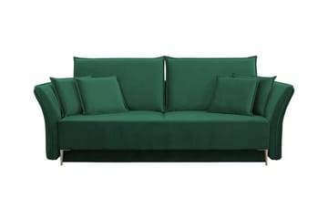 Staffin 3-sits Bäddsoffa Längsbäddad 138x192 cm med Förvaring i Sammet - Grön - Möbler - Soffa - Bäddsoffa