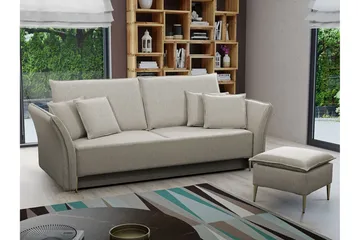 Staffin 3-sits Bäddsoffa Längsbäddad 138x192 cm med Förvaring i Tyg - Beige - Möbler - Soffa - Bäddsoffa