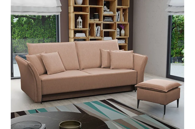 Staffin 3-sits Bäddsoffa NO_BRAND Pink/Beige - Möbler - Soffa - Bäddsoffa