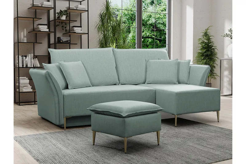 Staffin 3-sits Hörnbäddsoffa NO_BRAND Light green - Möbler - Soffa - Bäddsoffa