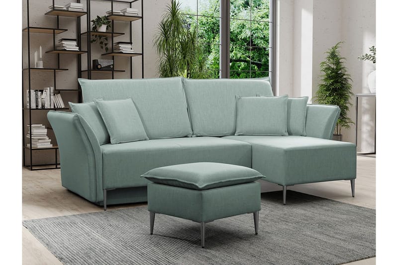 Staffin 3-sits Hörnbäddsoffa NO_BRAND Light green/Green/Mint - Möbler - Soffa - Bäddsoffa