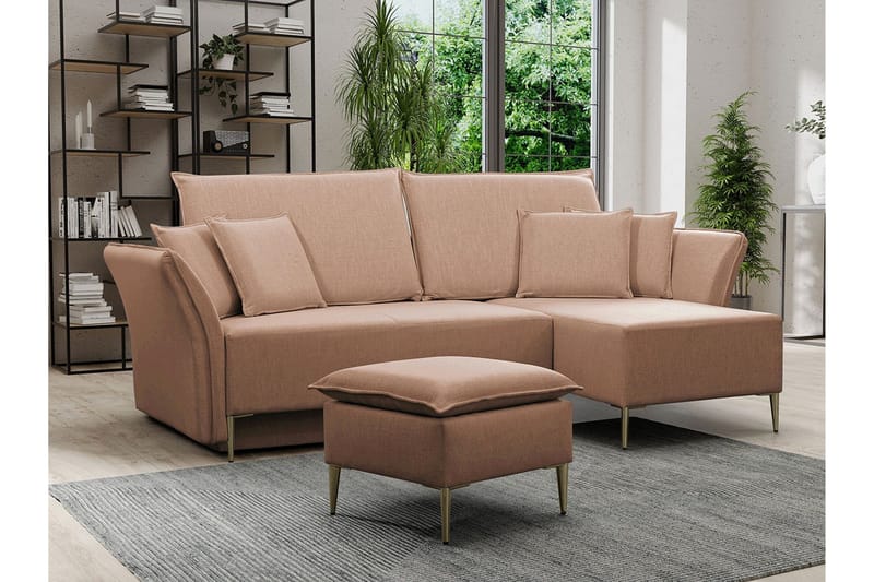 Staffin 3-sits Hörnbäddsoffa NO_BRAND Pink - Möbler - Soffa - Bäddsoffa