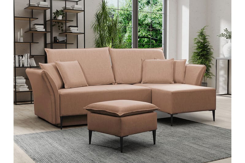 Staffin 3-sits Hörnbäddsoffa NO_BRAND Pink - Möbler - Soffa - Bäddsoffa