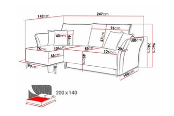Staffin 3-sits L-formad Hörnbäddsoffa 140x200 cm med Förvaring i Chenille - Grön - Möbler - Soffa - Bäddsoffa