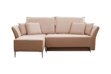 Staffin 3-sits L-formad Hörnbäddsoffa 140x200 cm med Förvaring i Tyg - Rosa - Möbler - Soffa - Bäddsoffa